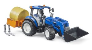Bruder New Holland T5.120 med skovl og frontlæsser