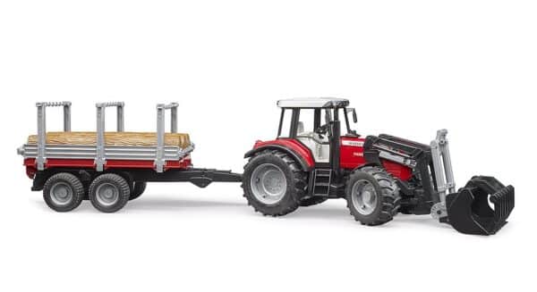 Bruder Massey Ferguson 7480 med frontlæsser og tømmeranhænger - Image 3