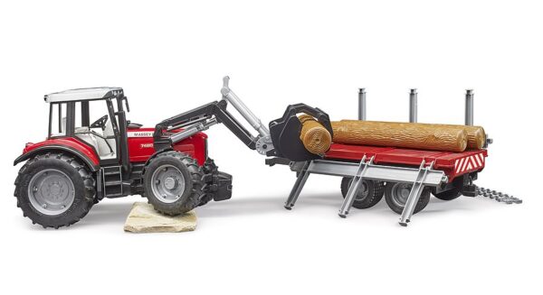 Bruder Massey Ferguson 7480 med frontlæsser og tømmeranhænger - Image 2